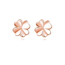 Solid 925 Sterling Silver Clover Leaf Stud Earrings for Women Teen Girls Small L