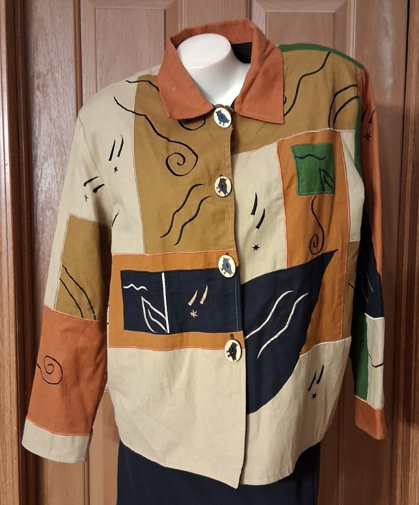 Allure Jacket Multicolor Patchwork Embroidered Li… - image 1