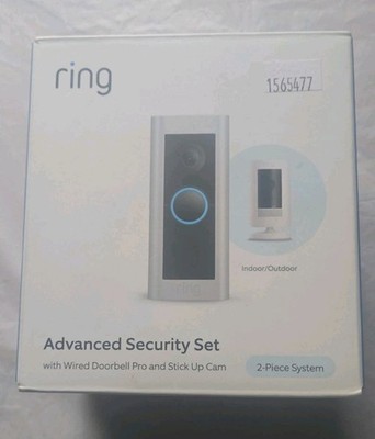Ring Advanced Security Set Wired Doorbell Pro with Stick Up Cam NOB