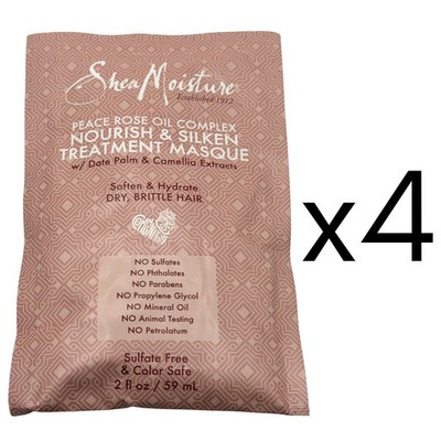 4-PACK Shea Moisture Rose Oil Complex Nourish Silken Treatment Hair Mask 2oz Ea