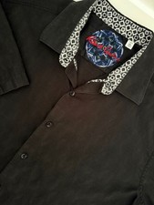 Robert Graham XL Men's Short Sleeve Button Front Shirt Size Black Contrast Trim