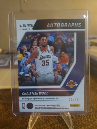 CHRISTIAN WOOD 2023-24 Panini Mosaic BLUE PRIZM Autograph Lakers AUTO #'d 25/49! - Bild 3 von 4