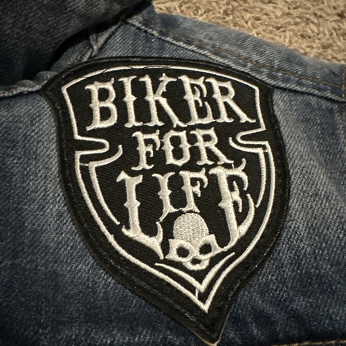 Harley Davidson Women’s Small Vest Jean Denim Motorcycle Patches Skull Biker - Picture 5 of 9