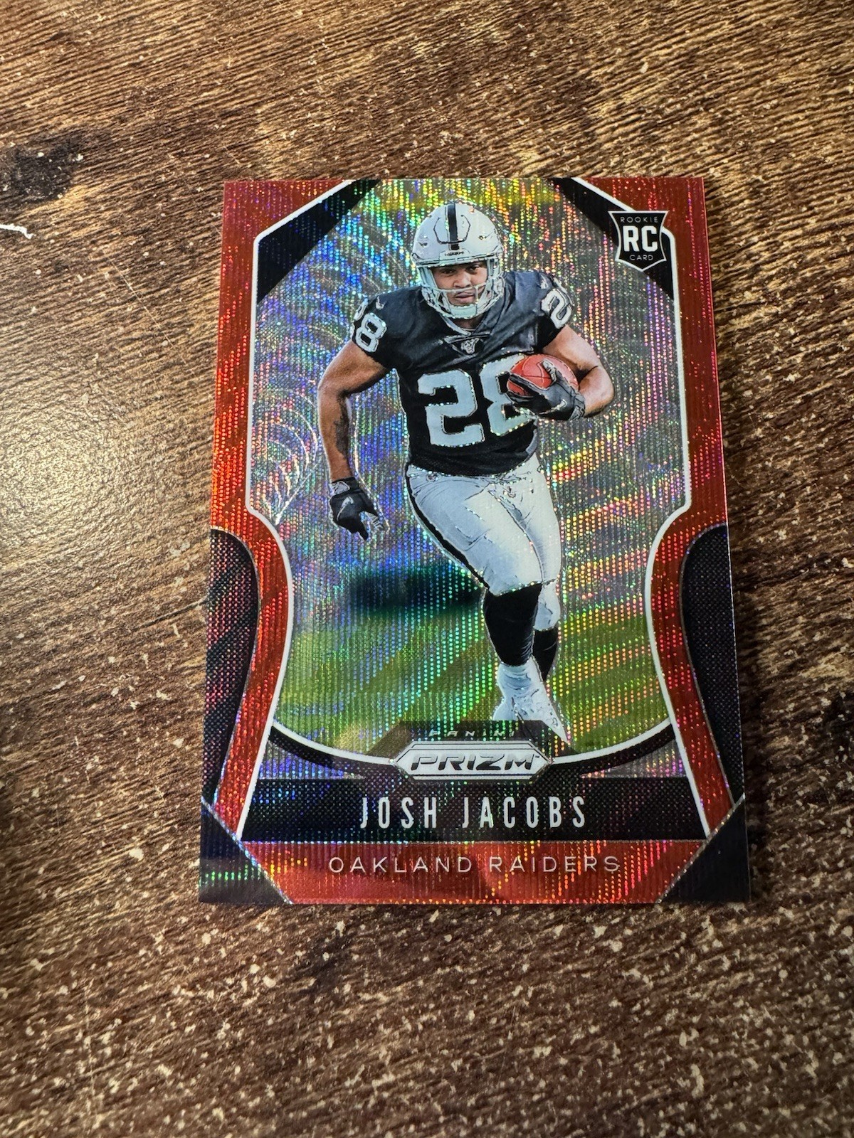 2019 Panini Prizm Josh Jacobs Rookie #323 Red Wave Prizm /149 Raiders RC