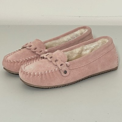 Minnetonka Womens Shoes 6 US Callie Pink Suede Pile Lined Moccasin Pastel Soft