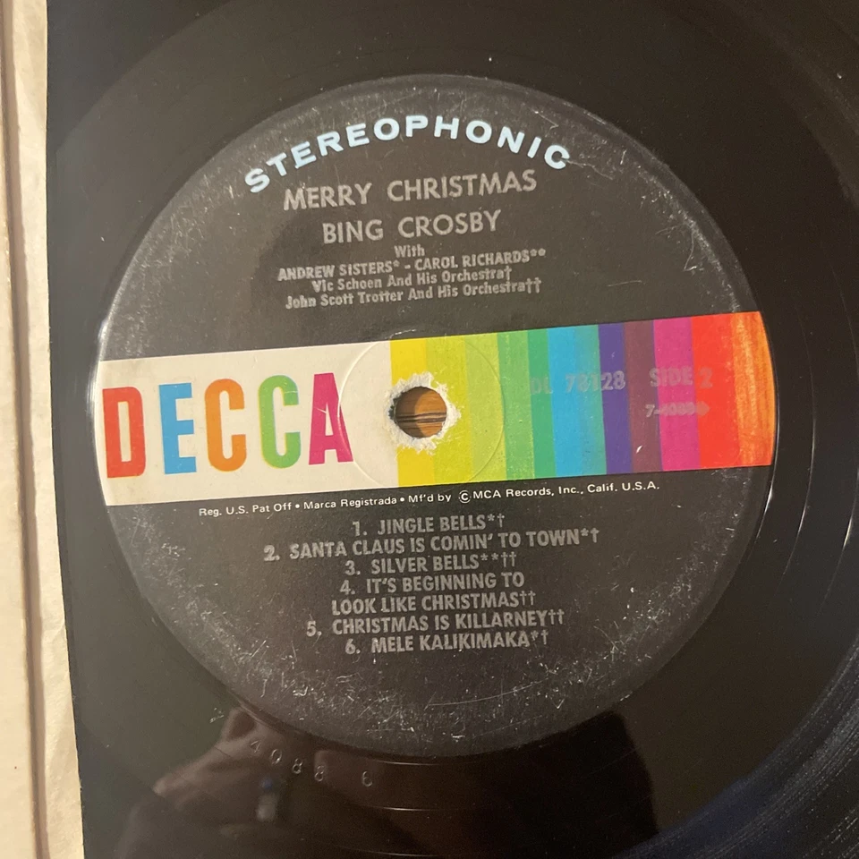 Bing Crosby / Merry Christmas LP Decca Stereo Holiday Classic GD+ - Image 3 of 4