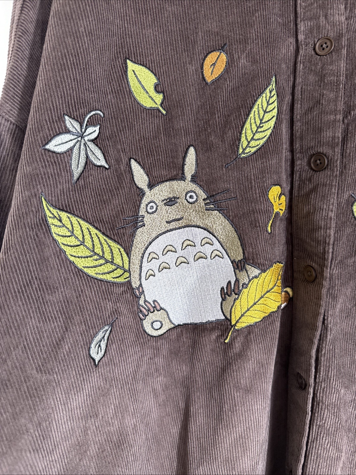 Totoro Shirt Shacket Corduroy Womens Sz 4XL Embroidered My Neighbor Her Universe image 2