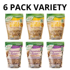 Organic Granola 12oz, 3 Oats & Honey & 3 Cinnamon Raisin - 6 Pack Variety