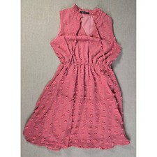 Simplee Pink Swiss Dot Ruffle Dress Size M Women's babydoll prettygarden