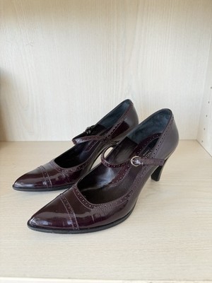 Balenciaga Paris Mary-Jane Pumps   Lackleder, Burgund, Gr. 38, Zustand: Gut