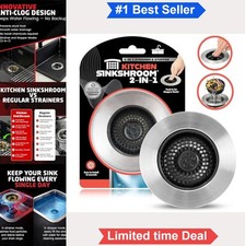 Kitchen Sink Drain Strainer 2-in-1 Pop-Up Stopper Catcher 304 Stainless Steel
