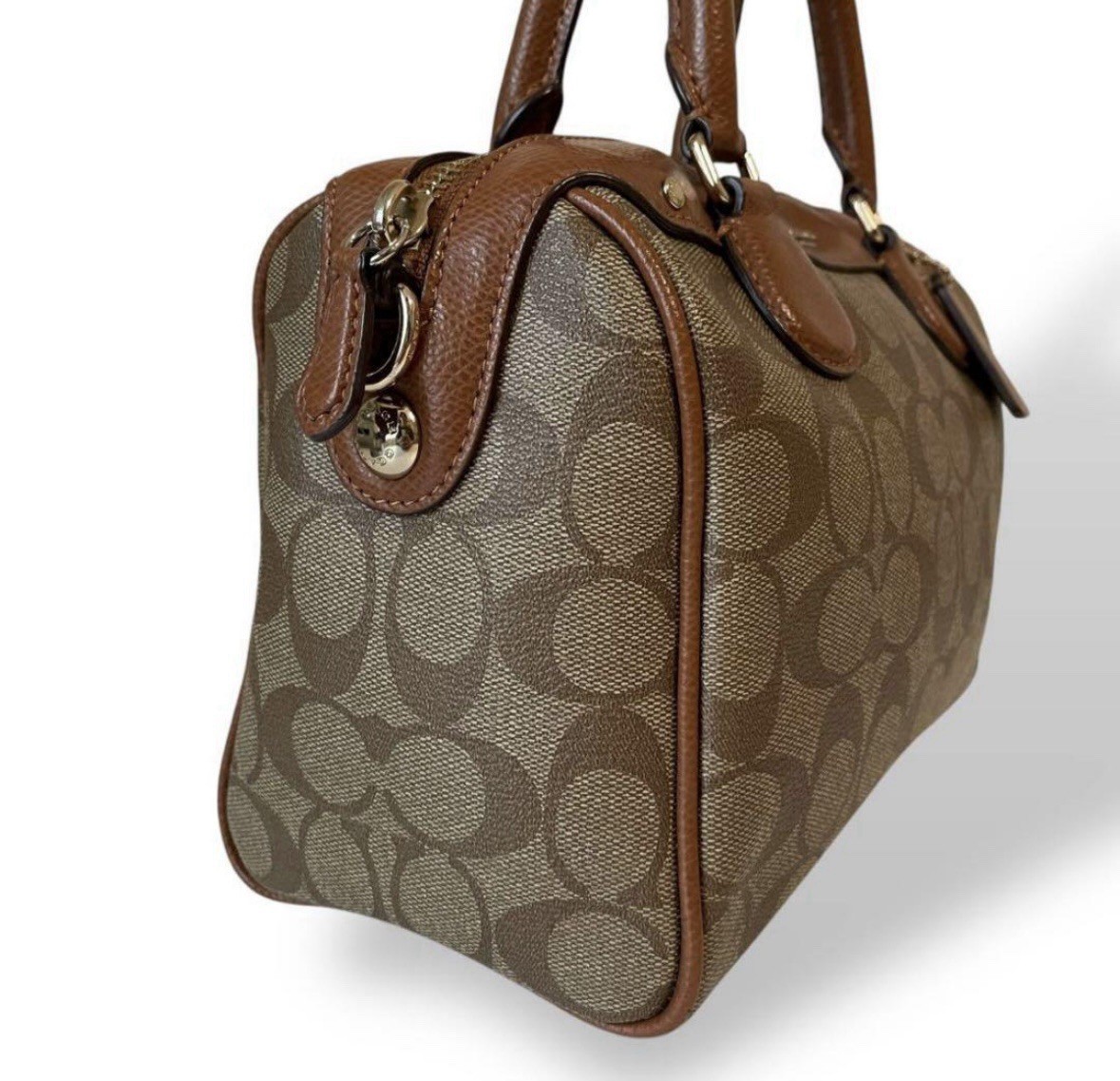 Good condition, popular COACH PVC leather brown and gold handbag