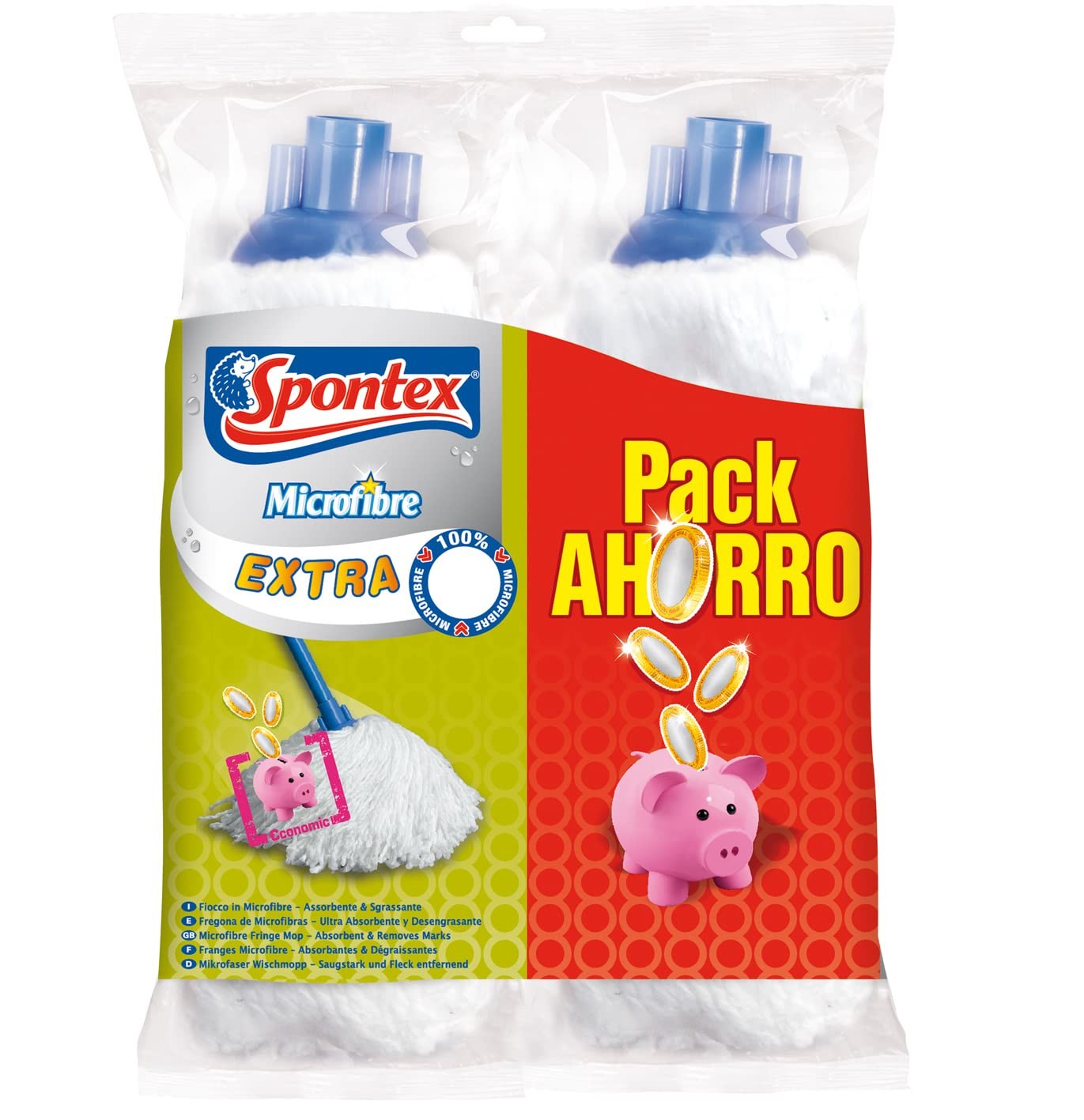 Spontex Extra X2 Mop in microfibra Pack Risparmio 2 Unità OqBP