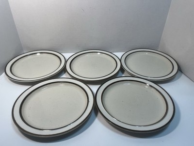 5-Rainbow Stoneware CAPRI 651 Bread Plate 7 1/8'' Beige w/Brown Stripe Japan 4160