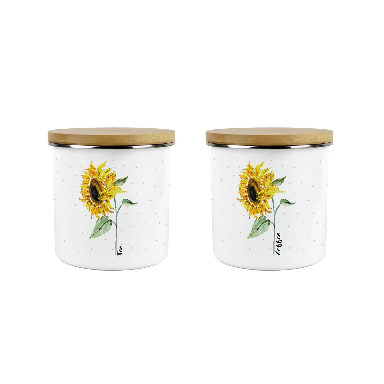 Blooming Sunflower Tea & Coffee Canister Set - Floral Kitchen Storage Jar Gift