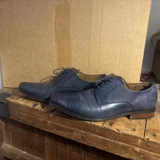 Florsheim Plain Toe Oxford Mens Dark Blue  Size 9.5 D Leather Nice See Descr.