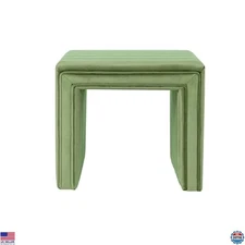 HomePop Modern Channel Tufted Velvet Ottoman Home Décor|Ottoman for Living Room