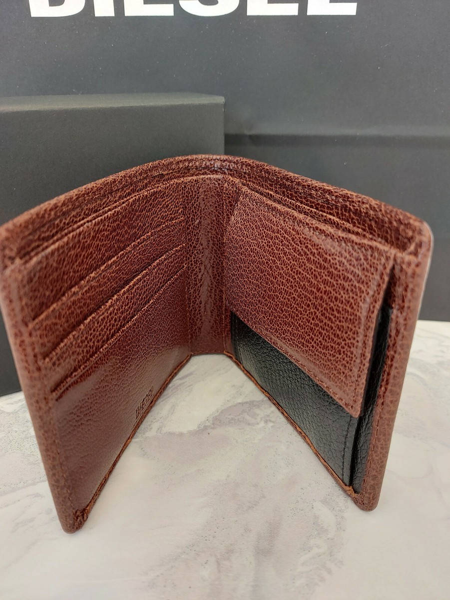 Diesel Genuine Mens Bi-Fold Leather Hiresh Wallet Brown BNWT RRP £79.99