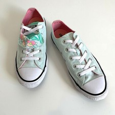 Converse girls All Star floral double tongue low top sneakers green size 4