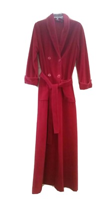 VINTAGE 70'S HALSTON IV RED MAXI ROBE COAT M
