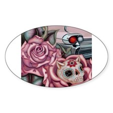 CafePress SUGAR SKULL ROSES Sticker Sticker Oval 1268502790