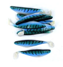 (10) Luck-E-Strike Shad Minnow Swimbaits 6" White/Blue/Black Bulk Lot New