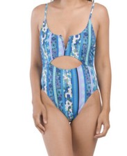 Women  s New  V-neck Wire One-piece Swimsuit Size L Lucky Brand