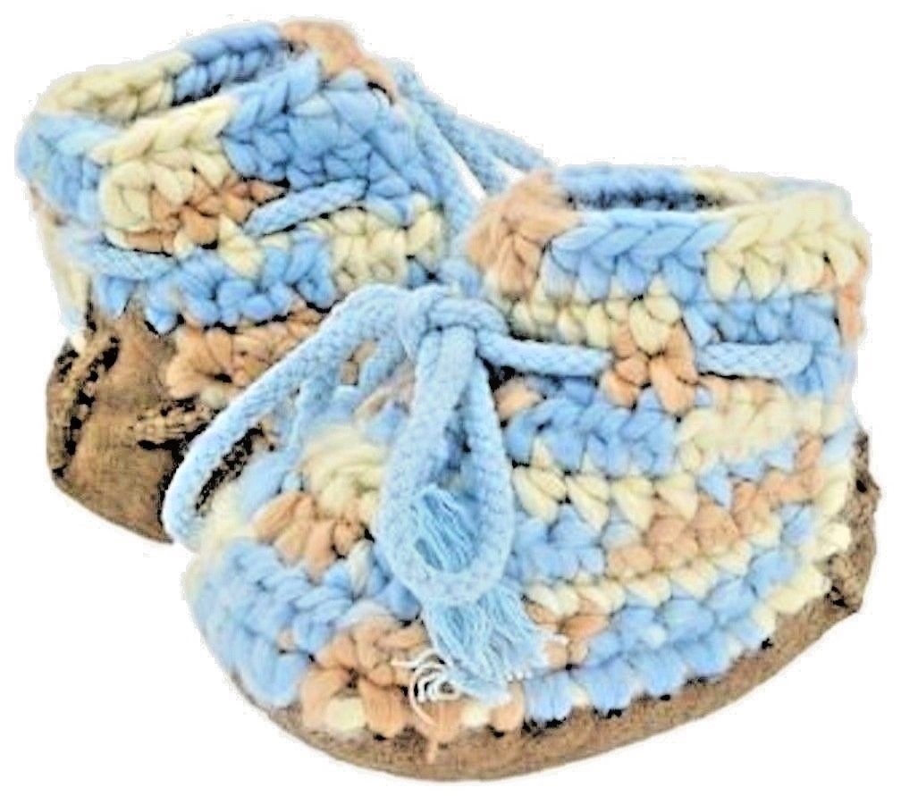 NIB NWT NEW Genuine UGG Australia Baby Crochet BLUE Multi Booties