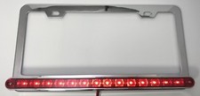 Red Led Bar Chrome License Plate With Third Brake Light Function Metal