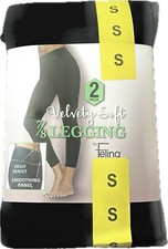 Felina Velvety Soft 7/8 Legging 2-Pack High Waist Smoothing Panel, Small, Black