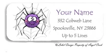 Whimsical Halloween Purple Spider Web Personalized Return Address Labels