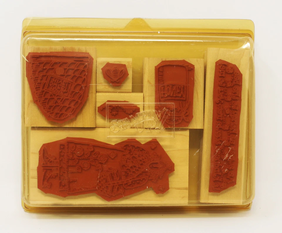 Stampin Up BETSY THE BEEKEEPER 1997 Juego de estampillas de goma flores de colmena miel sin usar Foto 4 de 4