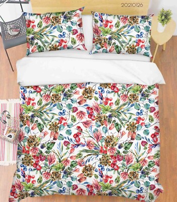 3D Flowers Flora Pattern Quilt Cover Set Bedding Sets Pillowcases Queen