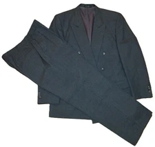 Oleg Casini 2 Piece Suit Mens 43R Pants 34X29 Gray Double Breasted Wool Ventless