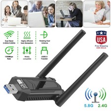 1300Mbps Wireless Dual Band USB 3.0 WiFi 2.4G/5G Network Adapter Dongle fits PC