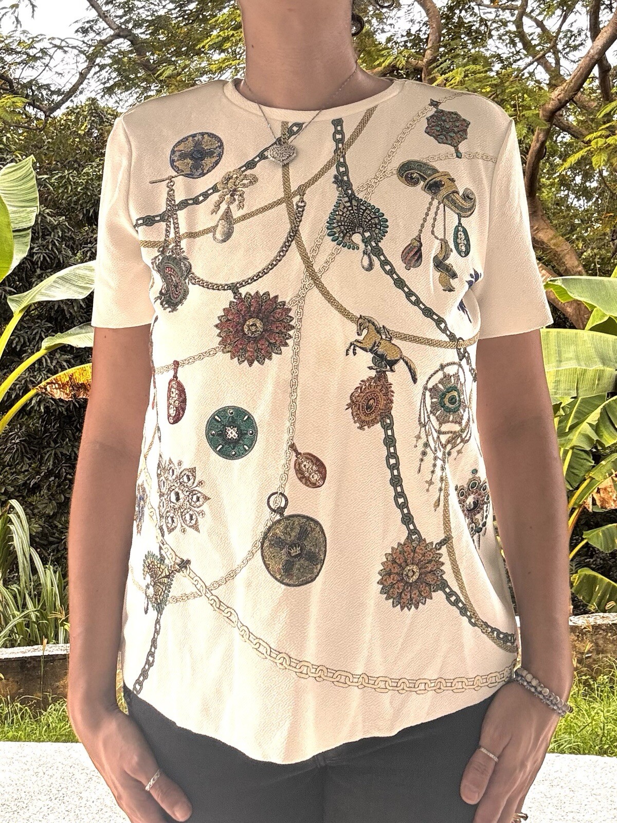 Zara Basic Elegant, Glitter, Graphic Print Polyes… - image 1