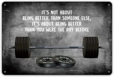 Motivational Quote It's Not About Being Better Than SomeoneElse Metal Sign Wall 