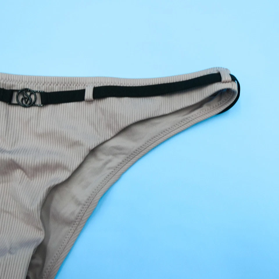 Victorias Secret Grande Gris Acanalado Tanga Forma de T Cinturón Bikini Parte Inferior Traje de Baño Foto 4 de 4