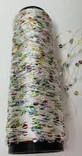 Lucci Yarns SequinYarn 12 Multi ColoredSequin on White Yarn Lot of 1 Cone New