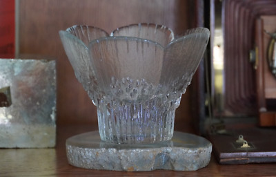 Vtg Lasisepat Mantsala Glass Candle Holder Vase by Pertti Kallioinen ~ Finland
