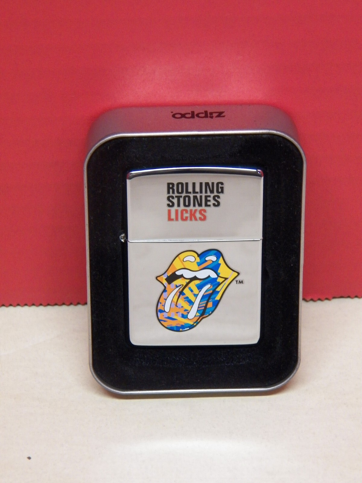 Rolling Stones Licks Silver Body Multicolor Logo Zippo Lighter 2003 RST Concerts