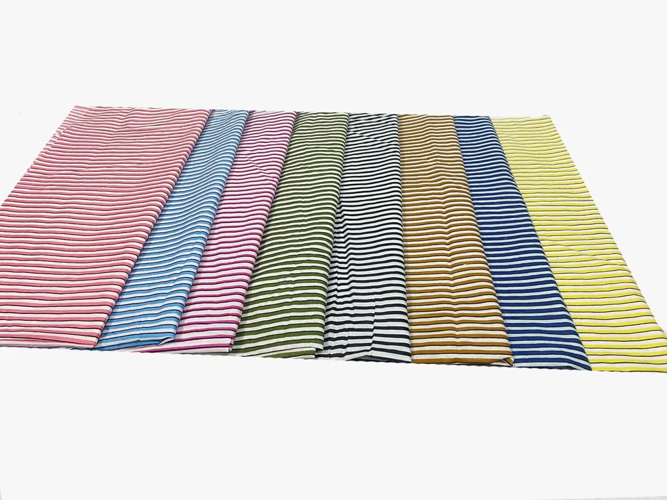 Tela de algodón india a todas las rayas teñida a mano costura telas para mujer EE. UU. Foto 3 de 4