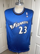 Vintage Michael Jordan Washington Wizards Champion Jersey Men 44 Large Blue 23