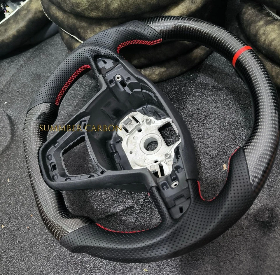 Volante deportivo de fibra de carbono real adecuado para Seat Leon Cupra MK3 15+ Foto 2 de 4