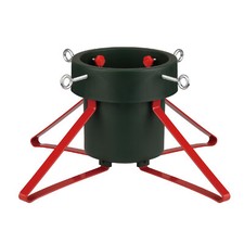 Klassischer Christbaumständer echte Weihnachtsbäume grün / rot Sockelhalter Metallbeine 