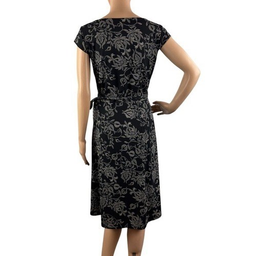 LOFT Black Floral Print Wrap Dress Size 2 - Picture 5 of 6