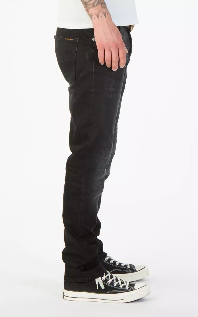 249 NUDIE JEANS CO. Dude Dan Button Fly Jeans ORGANIC Cotton Black Rider 28x32