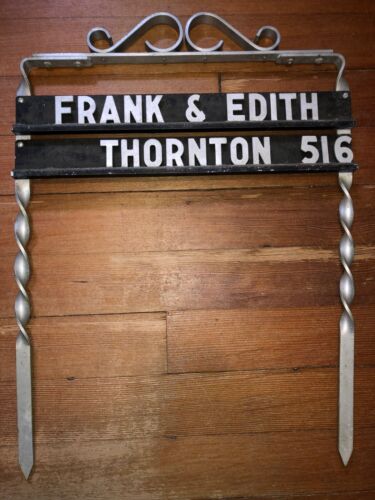 Vintage MCM Aluminum Scrolls Mail Box Yard Sign Name House Address
