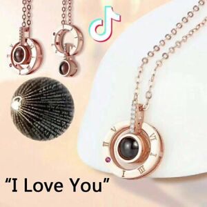 I LOVE YOU in 100 languages Pendant Necklace Chain Memory of LOVE Light Project