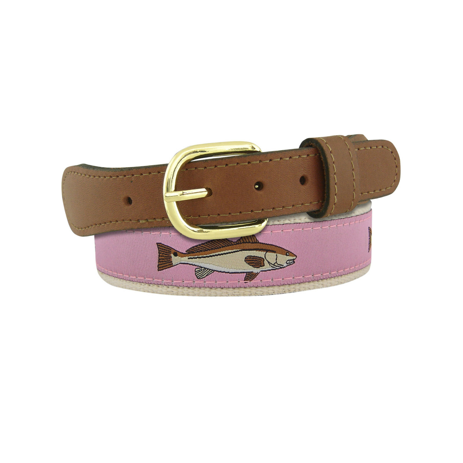 ZEP-PRO Leather Canvas Woven Ribbon Fishing Belt REDFISH